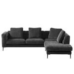 Ecksofa Gorden III Chenille - Stoff Mohs: Schwarz - Ottomane davorstehend rechts