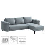 Ecksofa Mogo Webstoff - Webstoff Inze: Graublau - Longchair davorstehend rechts