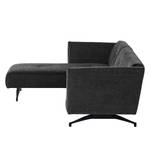 Ecksofa Helba I Chenille - Stoff Mohs: Schwarz - Longchair davorstehend links