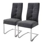 Chaises cantilever Bury I (lot de 2) Imitation cuir / Acier inoxydable - Gris