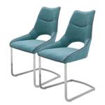 Sledestoelen Nidri (set van 2) vlakweefsel/roestvrij staal - Turquoise