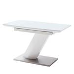 Table Hetti Verre - Blanc brillant / Acier inoxydable - Largeur : 120 cm