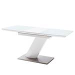Table Hetti Verre - Blanc brillant / Acier inoxydable - Largeur : 120 cm