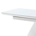 Table Hetti Verre - Blanc brillant / Acier inoxydable - Largeur : 120 cm