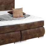 Boxspringbett Uhana Braun - Textil - Holz teilmassiv - 200 x 110 x 215 cm