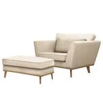 Sessel Lauwe I Webstoff - Creme - Mit Hocker