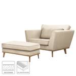 Sessel Lauwe I Webstoff - Creme - Mit Hocker