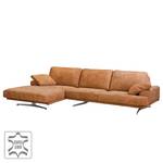 Ecksofa Hendra I Echtleder - Cognac - Longchair davorstehend links