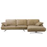 Ecksofa Hendra I Echtleder - Taupe - Longchair davorstehend rechts