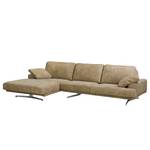 Ecksofa Hendra I Echtleder - Taupe - Longchair davorstehend links