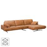 Ecksofa Hendra I Echtleder - Cognac - Longchair davorstehend rechts