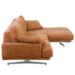 Ecksofa Hendra I Echtleder - Cognac - Longchair davorstehend rechts