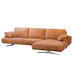 Ecksofa Hendra I Echtleder - Cognac - Longchair davorstehend rechts