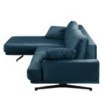 Hoekbank Hendra II geweven stof - Velours Onoli: Marineblauw - Longchair vooraanzicht links