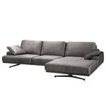 Ecksofa Hendra II Webstoff - Samt Onoli: Rauchgrau - Longchair davorstehend rechts