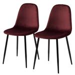 Chaise capitonnée Iskmo V Velours / Métal - Noir - Bordeaux - Lot de 2