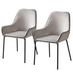 Chaises capitonnées Evy II (lot de 2) Tissu / Métal - Noir - Galet