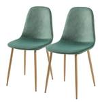 Chaise capitonnée Iskmo VIII Velours / Metall - Imitation chêne - Vert menthe - Lot de 2