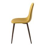 Chaise capitonnée Iskmo VI Tissu / Métal - Imitation noyer - Jaune moutarde - Lot de 2