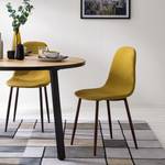 Gestoffeerde stoelen Iskmo VI geweven stof/metaal - walnotenhouten look - Mosterdgeel - 2-delige set