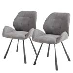 Chaises capitonnées Vacha (lot de 2) Microfibre / Métal - Gris clair / Noir - Gris clair