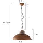 Suspension Mexlite III Acier / Pin - 1 ampoule - Marron