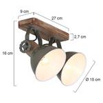 Plafondlamp Mexlite VI staal/grenenhout - 2 lichtbronnen - Taupe