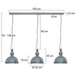 Hanglamp Bikkel I staal/glas - Grijs - Aantal lichtbronnen: 3