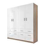 Armoire Mernda Blanc / Imitation chêne de Sonoma - 4 portes