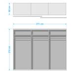 Schwebetürenschrank Assesse Weiß / Eiche Havanna Dekor - Breite: 271 cm