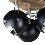 LED-Deckenleuchte Ball Stahl / Eiche massiv - Schwarz - Flammenanzahl: 4