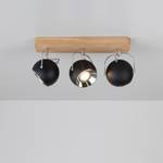 LED-plafondlamp Ball staal/massief eikenhout - Zwart - Aantal lichtbronnen: 3