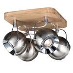 LED-plafondlamp Ball staal/massief eikenhout - Zilver - Aantal lichtbronnen: 4