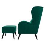 Fauteuil Pillig Fluweel - Antiek groen - Met hocker