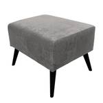 Fauteuil Pillig Velours - Gris clair - Avec repose-pieds