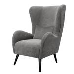 Fauteuil Pillig Velours - Gris clair - Avec repose-pieds