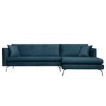 Ecksofa Saire Samt - Marineblau - Longchair davorstehend rechts