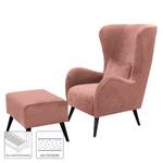 Fauteuil Pillig Fluweel - Mauve - Met hocker