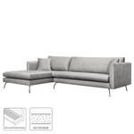 Ecksofa Saire Samt - Platin - Longchair davorstehend links