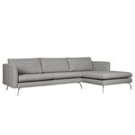 Ecksofa Kayena Webstoff Inas: Platin - Longchair davorstehend rechts - Chrom glänzend