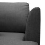 Canapé d’angle Kayena Tissage à plat - Tissu Inas: Gris foncé - Méridienne courte à droite (vue de face) - Chrome brillant