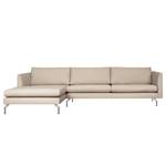 Ecksofa Kayena Webstoff Inas: Cappuccino - Longchair davorstehend links - Chrom glänzend