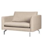 Fauteuil Kayena Vlakweefsel - Geweven stof Inas: Cappuccino - Chroomkleurig glanzend - Met hocker