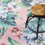 Laagpolig vloerkleed Tropical Orchid geweven stof - roze/groen - 80 x 150 cm