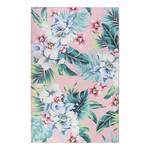 Laagpolig vloerkleed Tropical Orchid geweven stof - roze/groen - 190 x 290 cm