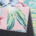 Laagpolig vloerkleed Tropical Orchid geweven stof - roze/groen - 190 x 290 cm