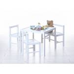 Table, banc et chaises enfant Ticaa II Pin massif verni - Blanc