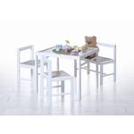 Table, banc et chaises enfant Ticaa II Pin massif verni - Blanc / Imitation chêne de Sonoma
