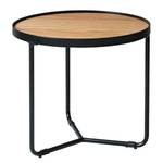 Table basse Permet Placage en bois véritable - Chêne / Noir - Diamètre : 50 cm