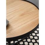 Table basse Permet Placage en bois véritable - Chêne / Noir - Diamètre : 50 cm